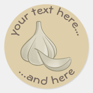 Garlic Woodcut Icon Classic Round Sticker