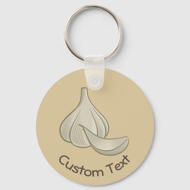 Garlic Woodcut Icon Keychain (Front)