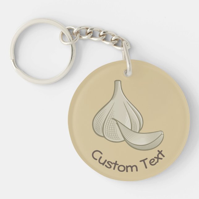 Garlic Woodcut Icon Keychain (Front)