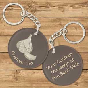 Garlic Woodcut Icon Keychain