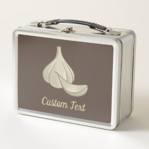 Garlic Woodcut Icon Metal Lunch Box