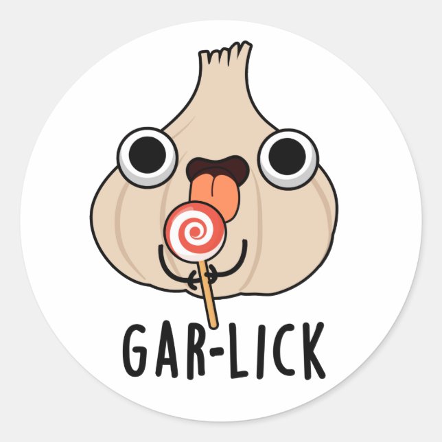 Garlick Funny Garlic Herb Pun  Classic Round Sticker (Front)