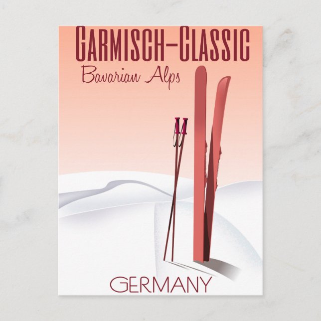 Garmisch Classic,Bavarian Alps Ski poster Postcard (Front)