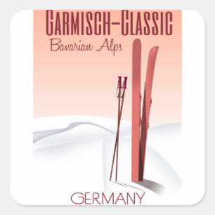 Garmisch Classic,Bavarian Alps Ski poster Square Sticker