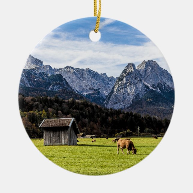 Garmisch Partenkirchen Alps Bavaria Germany Ceramic Tree Decoration (Front)