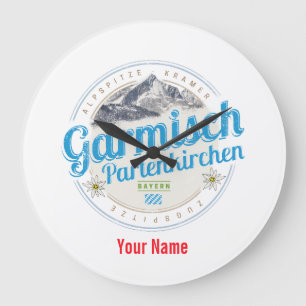 Garmisch Partenkirchen Bavaria Vintage Alps Large Clock