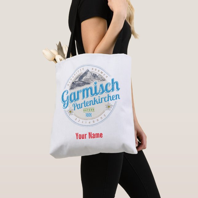 Garmisch Partenkirchen Bavaria Vintage Alps Tote Bag (Close Up)