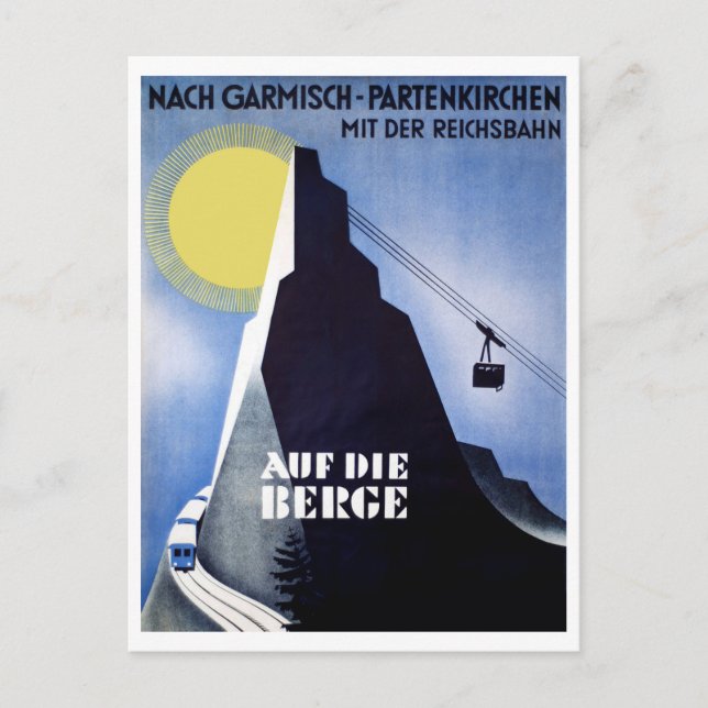 Garmisch Partenkirchen cable car. Mountain peak Postcard (Front)