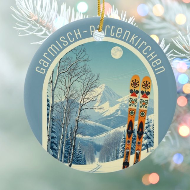 Garmisch-Partenkirchen Germany ski souvenir  Ceramic Tree Decoration (Creator Uploaded)