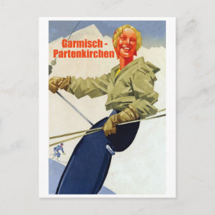 Garmisch-Partenkirchen, Girl on Ski Lift Postcard