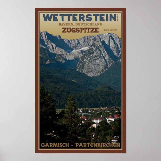 Garmisch - Zugspitze above Town Poster (Front)