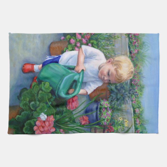 Garnen Watering Fun-- KitchenTowel Tea Towel (Horizontal)