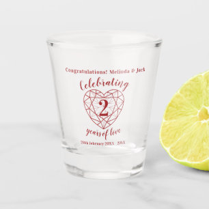Garnet 2nd Wedding Anniversary outline heart Shot Glass