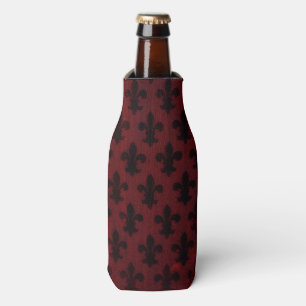 Garnet and black royal fleur de lis pattern bottle cooler