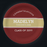 Garnet and Gold Custom Graduation Paper Plate<br><div class="desc">Custom Garnet and Gold Graduation Paper Plates.</div>