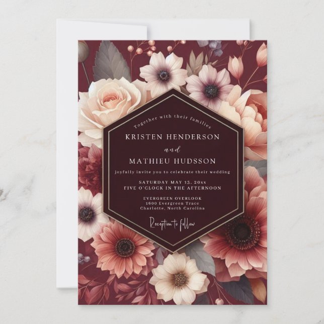 Garnet Blush Baroque Wedding Invitation (Front)