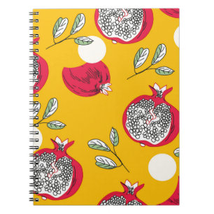Garnet fruit hand drawn seamless pattern. Vintage Notebook