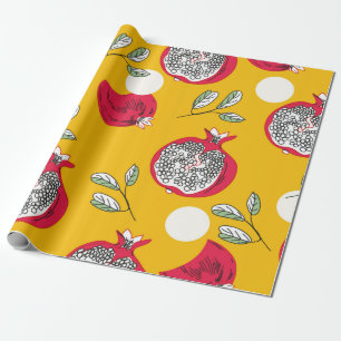 Garnet fruit hand drawn seamless pattern. Vintage Wrapping Paper