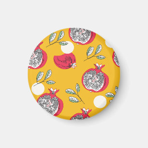 Garnet Fruit: Hand-Drawn Vintage Pattern. Magnet