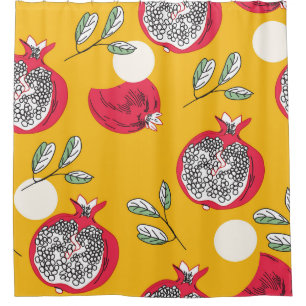 Garnet Fruit: Hand-Drawn Vintage Pattern. Shower Curtain