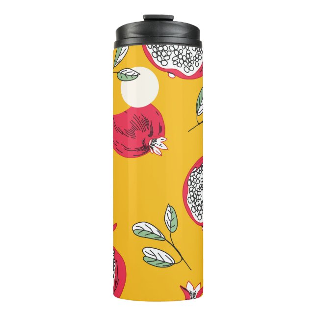 Garnet Fruit: Hand-Drawn Vintage Pattern. Thermal Tumbler (Front)