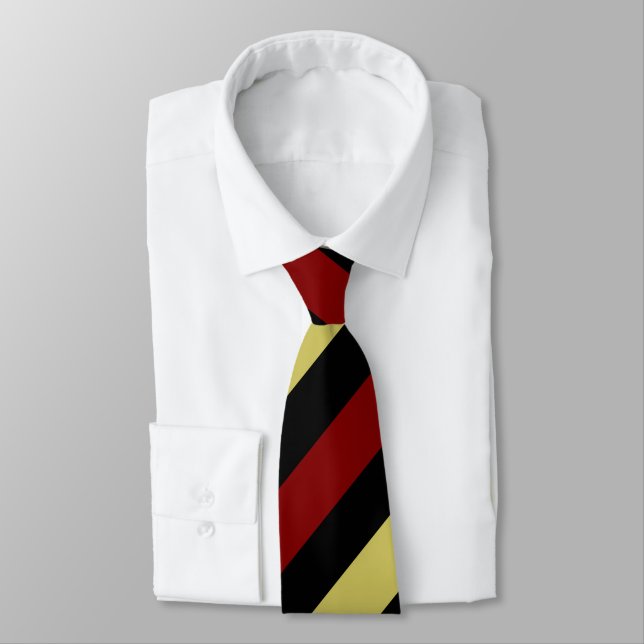 Garnet Gold and Black Regimental Stripe Tie (Tied)
