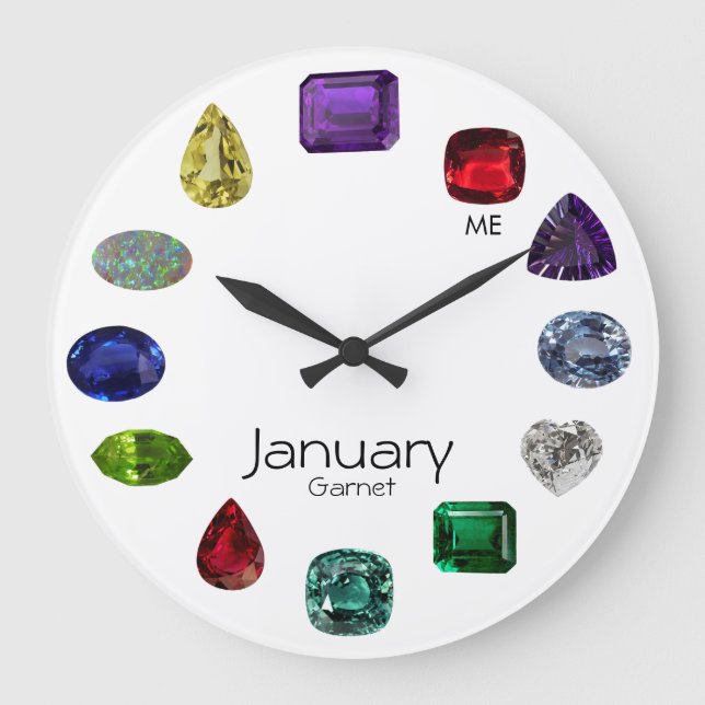 Garnet, January Birthstone Large Clock (Front)