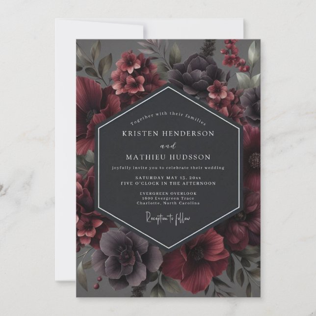 Garnet Moody Flora Wedding Invitation (Front)