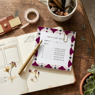 Garnet Red Geometric Petal Weekly Habit Tracker Post-it Notes