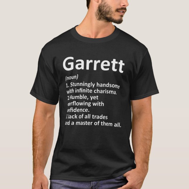 GARRETT Definition Personalised Name Funny Birthda T-Shirt (Front)