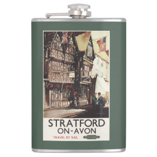 Garrick Inn and Harvard House Rail Poster Hip Flask