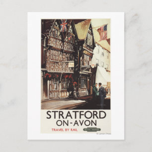 Garrick Inn and Harvard House Rail Poster Postcard