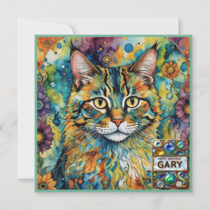 GARY ~ Birthday Card ~ Cat Multicolours ~