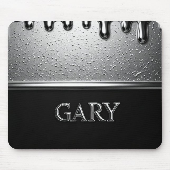 Gary Chrome Nameplate With Liquid Metal Drips Mouse Pad (Front)