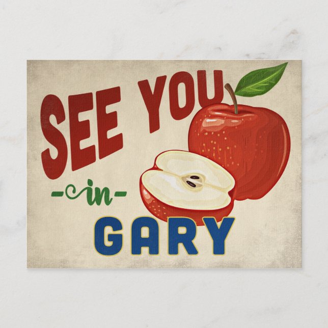 Gary Indiana Apple - Vintage Travel Postcard (Front)