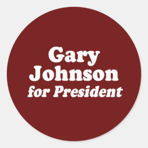 GARY JOHNSON FOR PRESIDENT CLASSIC ROUND STICKER