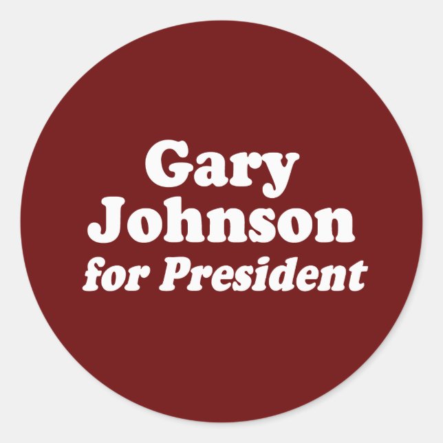 GARY JOHNSON FOR PRESIDENT CLASSIC ROUND STICKER (Front)