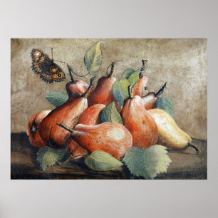 Garzoni - Still Life With Pears And A Butterfly Poster
