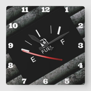 Gas Gage Indicator Square Wall Clock