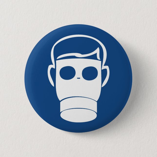 Gas mask 6 cm round badge (Front)