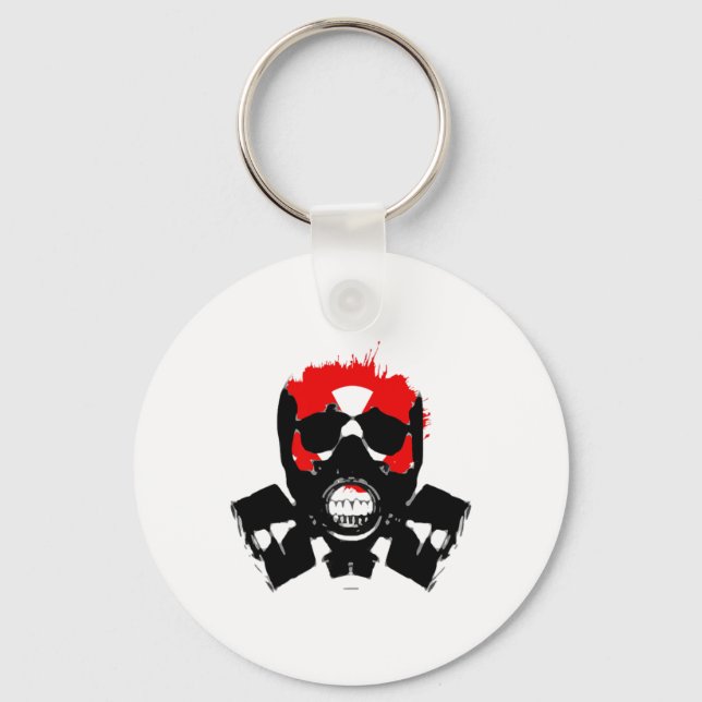 Gas Mask - Charcoal Resist - Radioactive Symbol -  Key Ring (Front)