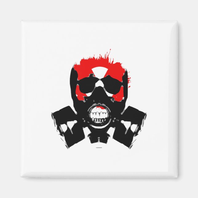 Gas Mask - Charcoal Resist - Radioactive Symbol -  Magnet (Front)