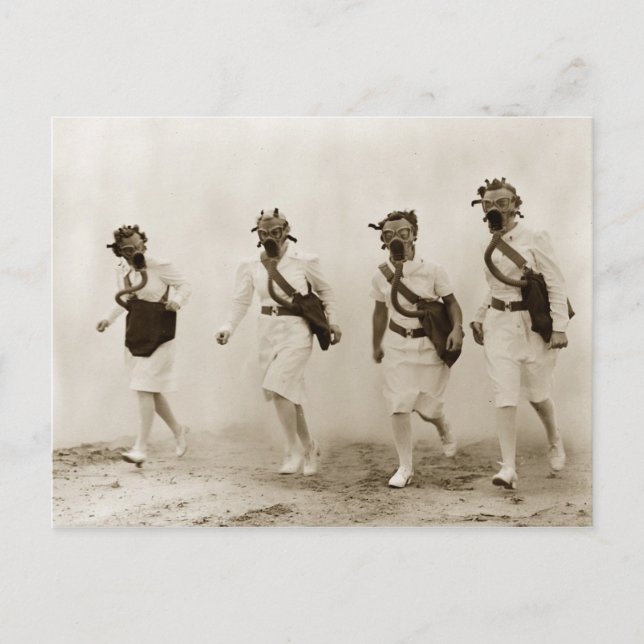 Gas Mask Drill, Scott Field, Illinois Postcard (Front)