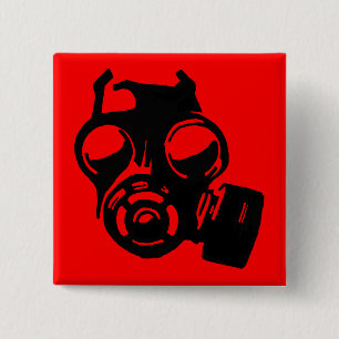 Gas Mask Gasmask Graphic Stencil Button Badge Pin
