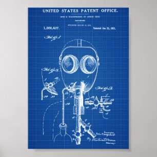 Gas Mask Patent - Blueprint Poster