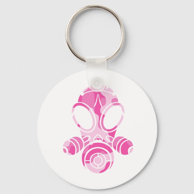 gas mask pink camo key ring (Front)