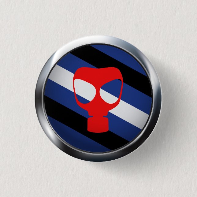 GAS MASK PRIDE MEDALLION 3 CM ROUND BADGE (Front)
