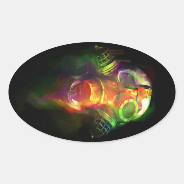 Gas Mask Skull Oval Sticker (Front)