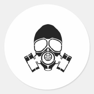 gas mask stencil logo classic round sticker