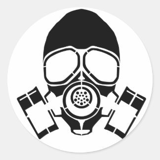 gas mask stencil logo classic round sticker